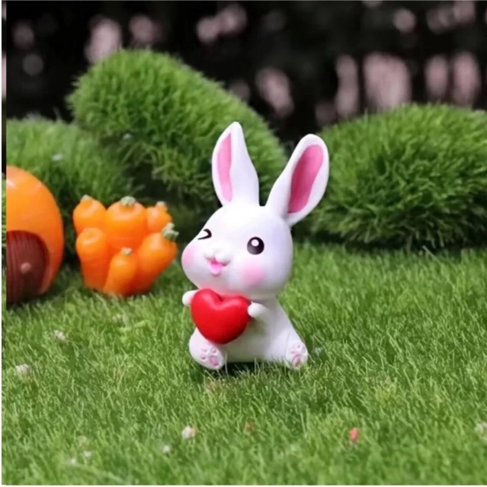 Easter Bunny Decoration 6pcs Mini Rabbit Miniature Bunny Doll House Artsy Gift